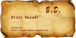 Blitz Dezső névjegykártya
